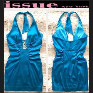 ISSUE NEW YORK halter plunge-neck dress